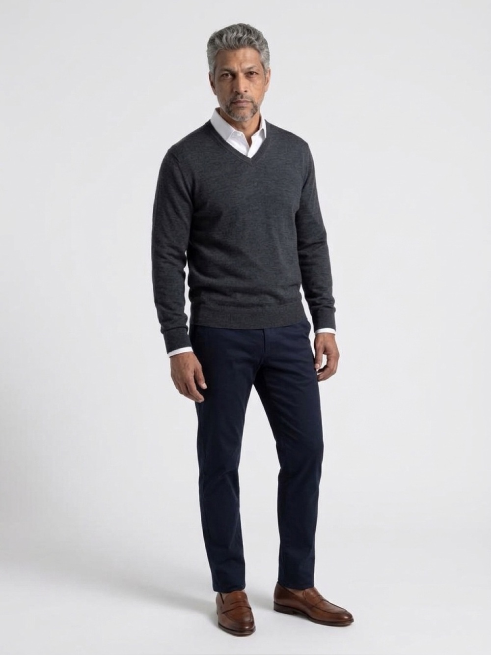 Bonobos Men's Charcoal V-Neck Merino Wool Washable Sweater - Dark Gray